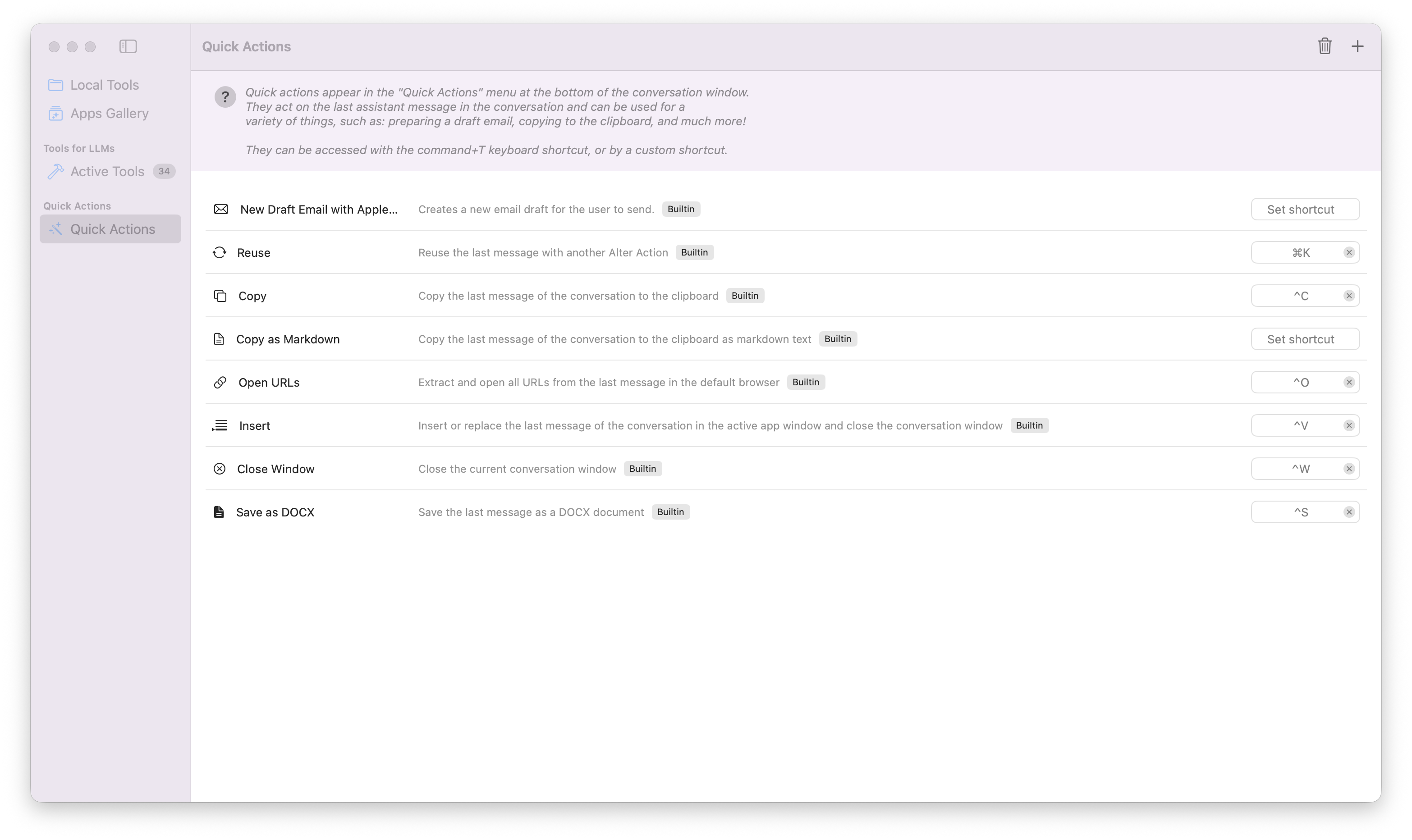 Customize Quick Actions