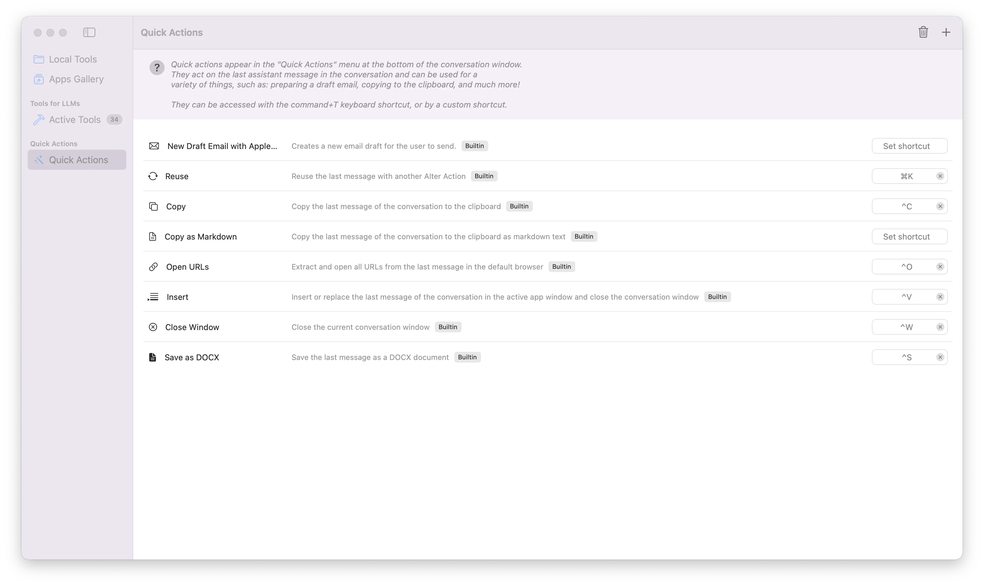 Customize Quick Actions